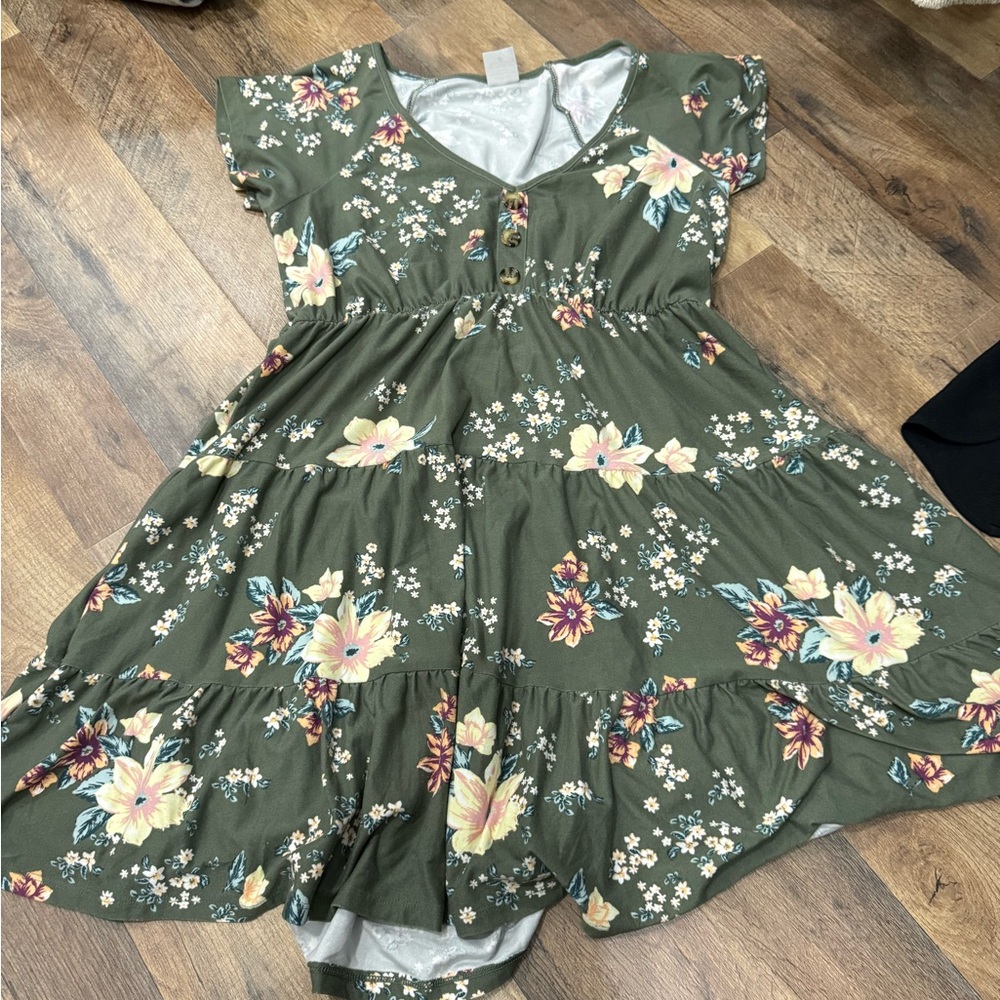 Green Ruffled Sundress with Flutter Sleeves